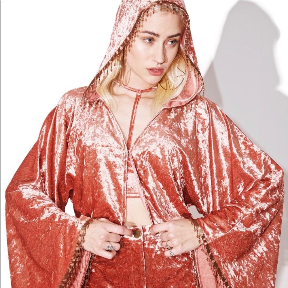 Beaded velvet hoodie